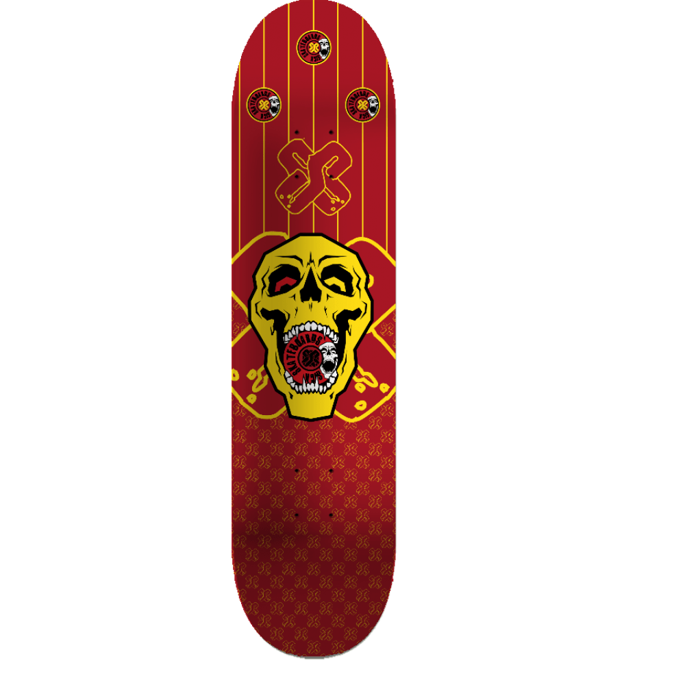 Red Skull and Crossed S Sick Skateboards